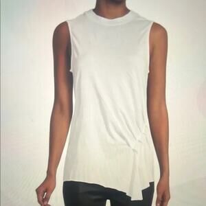 AllSaints Duma Tank White Asymmetric Sleeveless Pleated Blouse Women SZ XS EUC